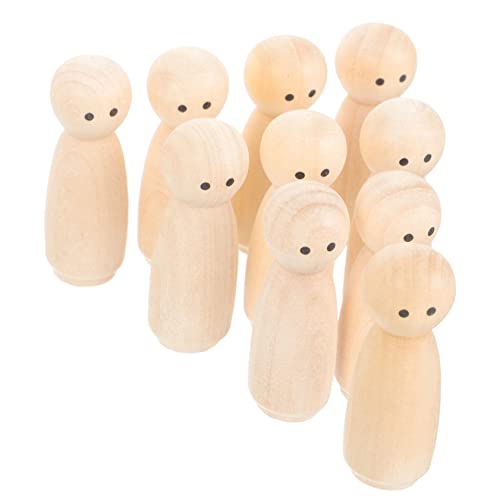 Housoutil 10 Stück DIY-Puppe unvollendet Bausatz einfache Steckpuppen Kind Holzfiguren für Malerei Holzfiguren für Dekoration Puppendekor aus Holzpflöcken selbst bemalte Holzpuppen hölzern von Housoutil