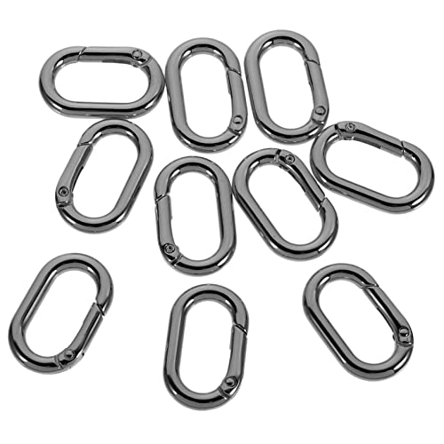 Housoutil 10 Stück Federringschnalle für Gepäck Rucksackzubehör federhaken keyring Pflicht Stichworte Schließe Federschnalle für Handwerk ovaler Karabinerhaken Metall Black von Housoutil