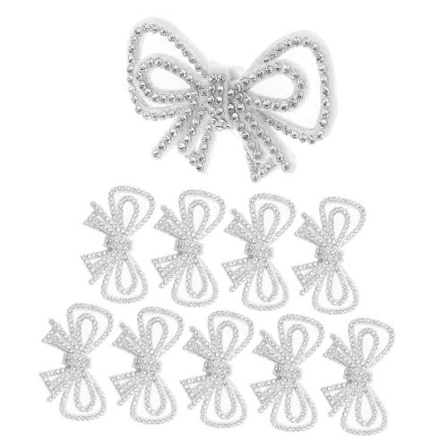 Housoutil 10 Stück Fliege Stoffflicken Schleifenflicken Zum Aufnähen Kleine Schleifenflicken Applikationen Süße Aufnäher Glitzerschleife Aufbügler Strass Stickerei Patch von Housoutil