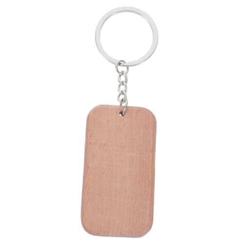 Housoutil 10 Stück Holz Schlüsselanhänger Rohlinge mit Leeren Anhängern für DIY Projekte Rechteckige Holz Schlüsselringe zum Bemalen und Gravieren für Bastelarbeiten und Personalisierungen von Housoutil