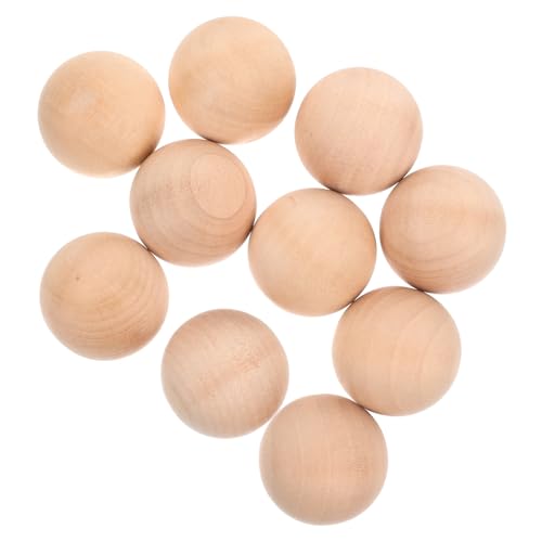 Housoutil 10 Stück Holzkugel holzspielzeug holzspielsachen Holzornament Holzhandwerk Holzdekoration drinnen runden Ball groß Kreis Bastelzubehör feste Kugel Kinderhandwerk runde Kugel Khaki von Housoutil