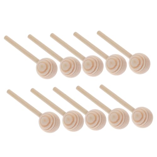 Housoutil 10 Stück Kugelstab aus Kiefernholz Tortendübel für mehrstöckige Torten Cupcake-Sticks Birkenzweige holzdeko holzperlen unfertiger Holzstab Hochzeitsschmuck aus Holz hölzern Beige von Housoutil