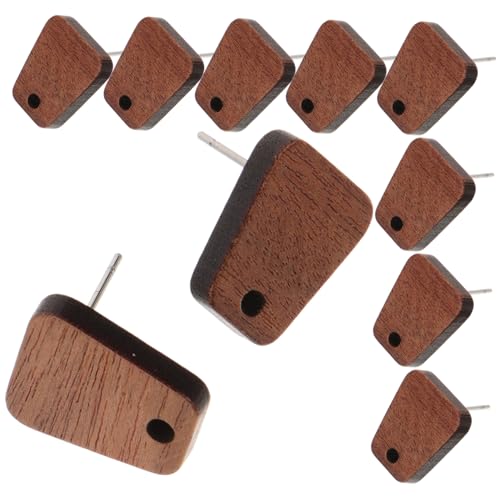 Housoutil 10 Stück Ohrringmaterial aus Holz machen Herstellung von Ohrschmuck DIY Ohrring Schüttgut leer Holz Ohrringe ohrring zubehör kreatives ohrringzubehör Langhantel-Ohrstecker Brown von Housoutil