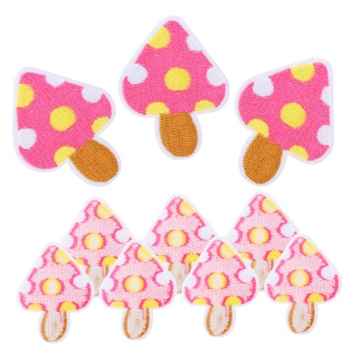 Housoutil 10 Stück Pilz-Patch Aufnäher basteln dekorative Patches Pilzapplikation Flicken aufnähen gestickte Flicken aufbügeln farbenfrohes gestickeltes Eisen auf Flecken Pilze Polyester von Housoutil