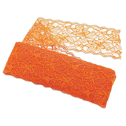 Housoutil 10 Stück Spitzenband Nähstoff Gekräuselt Für Borten Hochzeitsausschnitt Kantenbesatz Stickereibesatz Orange Spandex von Housoutil