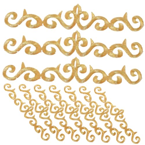 Housoutil 10 Stück Stickerei-Stoffaufnäher mit Heißprägung Reparatur Patch Hosenflicken bestickt Flicken aufnähen stickrahmen bastel materialien kleider Flecken Aufnäher für Kleidung Golden von Housoutil