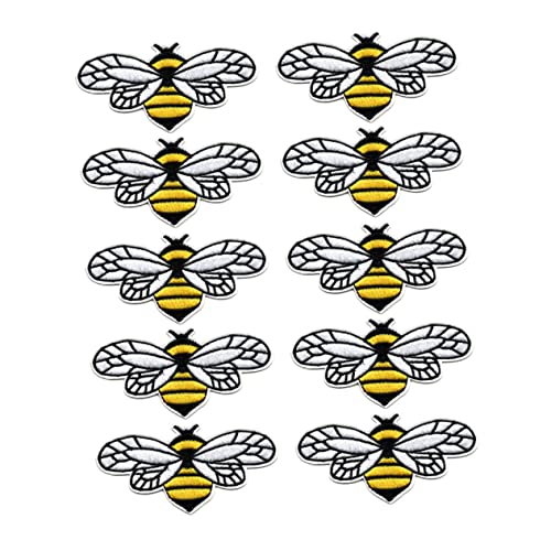 Housoutil 10 Stück Stoffflecken embroidery apfelding bügel Bienenstickerei bienen zubehör Aufnäher nähen Dekoration Element Gelb retro Stoffpaste selber machen kreativer kleidungsflicken von Housoutil