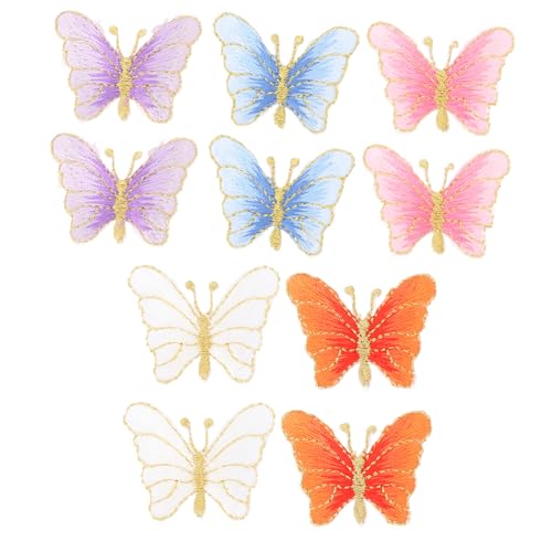 Housoutil 10 Stück Teiliges Bügelflicken Schmetterling Aufnäher mit Stickerei Bunte Applikationen für Kleidung Jeans Taschen Hüte Langlebig Farbecht DIY Reparatur Dekoration von Housoutil