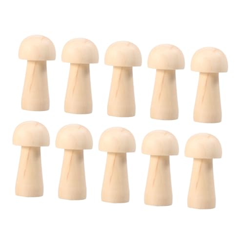 Housoutil 10 Stück Teiliges Holz Mushroom Puppen Diy Malerei und Dekoration Handgefertigte Holzfiguren für Bastelprojekte Design für Heimdekoration von Housoutil