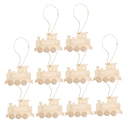 Housoutil 10 Stück Teiliges Holz Zugkopf Anhänger Holzscheiben zum Basteln DIY Holzzuschnitte Zug Dekoration für Geschenkverpackung Hochzeit und Handarbeit von Housoutil