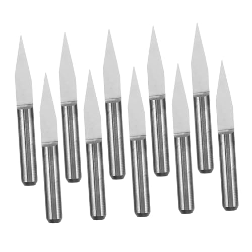 Housoutil 10 Stück Teiliges V-shape Router Bit Set Cnc Fräsersatz Flachboden Gravur Holzschnitzwerkzeuge für Holzarbeiten und Diy-projekte Silber Langlebig Präzise von Housoutil