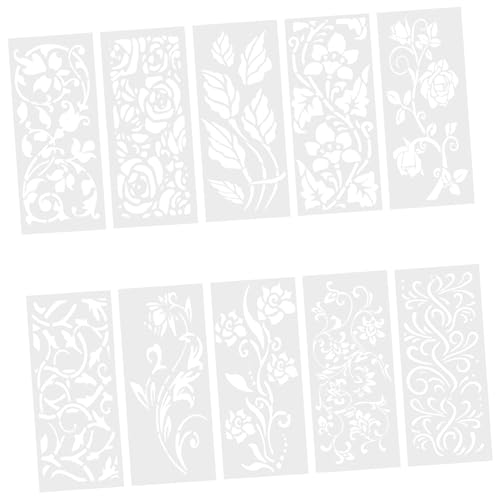 Housoutil 10 Stück Teiliges Wandmalerei Schablonen für DIY Pflanzen und Blumenmuster Wiederverwendbare Malvorlagen für Kunstprojekte für Andere Flache Oberflächen von Housoutil