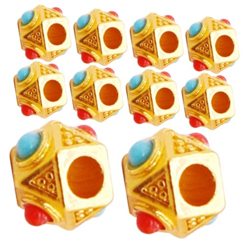Housoutil 10 Stück Türkisfarbene Perlen Armbandherstellung Zahlenperlen Großes Loch Großes Loch Stein Lose Perlen DIY Lose Perlen Schmuckdekorperlen Dekorative Perlen Großes von Housoutil