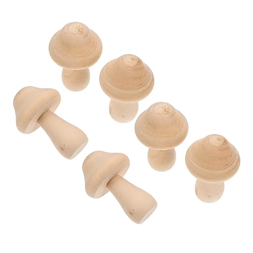 Housoutil 10 Stück hölzerner Pilz individuation slico spielwaren draußen unimate Holzfiguren für Malerei Glockenspiel kleiner Pilz Pilze malen selber machen Pilzmodelle aus Holz von Housoutil