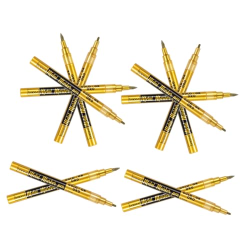 Housoutil 10 Stück öliger Markierungsstift Kalligraphie -Marker Ölstift Lackmarker mit feiner Spitze Lackstift für Metall Malutensilien Permanente Farbmarker Plastik Golden von Housoutil