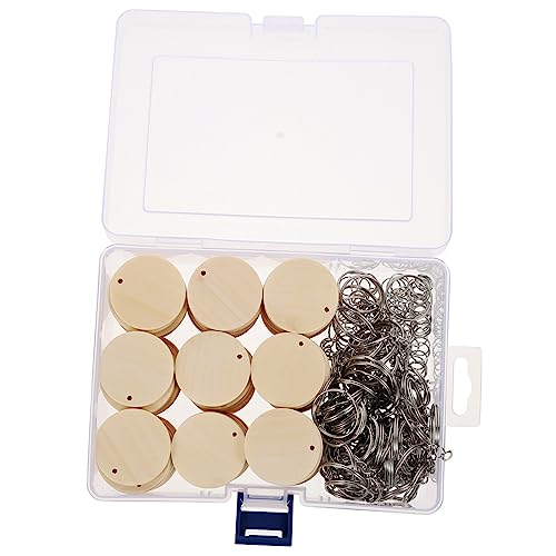 Housoutil 100 Sätze Teiliges DIY Schlüsselanhänger Holzanhänger Rund Blanko Multifunktionale Anhänger für Kreative Handarbeit und Dekoration von Schlüsseln Taschen Rucksäcken Langlebig und von Housoutil