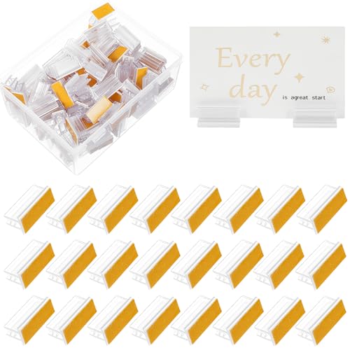 Housoutil 100 Stück Acryl-Namensschild-Clips für Schreibtisch-Schilderhalter, Einzelhandel, einfach klebende Rückseite, Niesschutz, Halter für Geschäfte und Büros von Housoutil