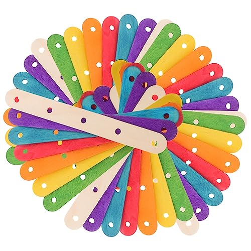 Housoutil 100 Stück Bastelstäbchen Aus Holz Selber Machen Etiketten Leere Eisstangen Bunte Bastelstäbe Schüttgut Loch Jumbo Lolly-sticks Hersteller Wiederverwendbare Eisstiele Pop Bambus von Housoutil