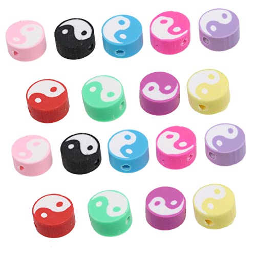 Housoutil 100 Stück Bunte Yin Perlen Tai Chi Runde Handgemachte Bastelperlen für DIY Schmuckherstellung für Armbänder und Bastelprojekte von Housoutil