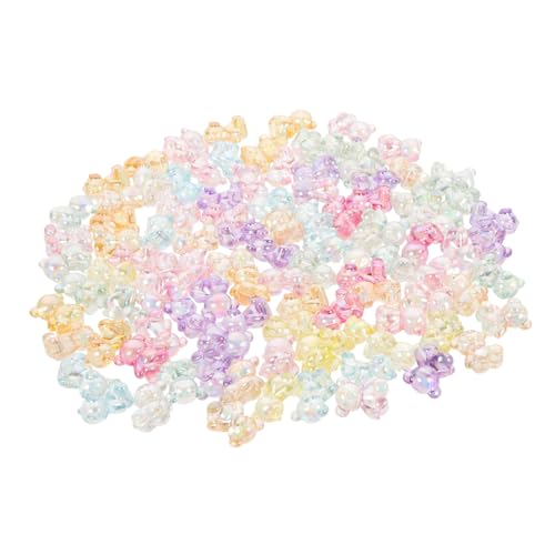 Housoutil 100 Stück Cartoon Bär Bär Schlüsselanhänger -zuckerperlen Goldperlen Reiz Bausätze Gummibärchen Schmuck Bär Halskette Perle Zauber Tragen Perlenkit Acryl von Housoutil