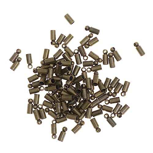 Housoutil 100 Stück Crimp Endkappen Kupfer Runde Schmuckverbinder für Diy Schmuckherstellung Geeignet für Satin und Lederbänder Stabile Endkappen für Armbänder und Halsketten Handgefertigte von Housoutil