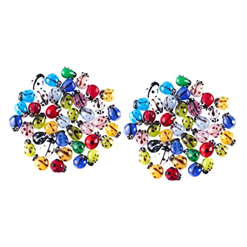 Housoutil 100 Stück DIY Glasperlen mit Marienkäfer Handgefertigte Bunte Schmuckperlen für Armbänder Einzigartige Bastelperlen für Kreative Dekoration und Geschenkideen von Housoutil