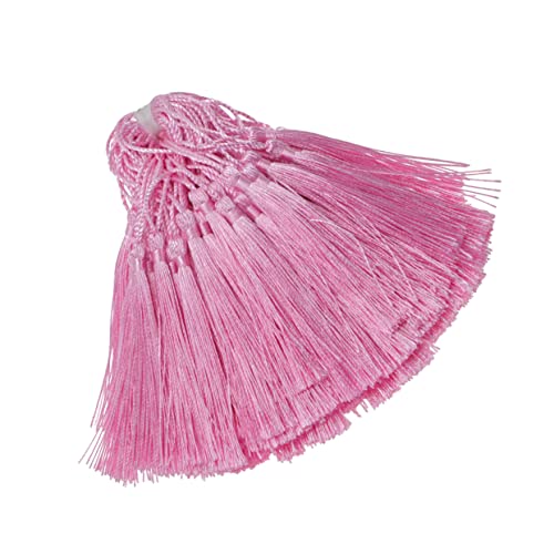 Housoutil 100 Stück DIY zubehör Quaste seidig Perlen Lesezeichen Schreibwaren kleidungsetiketten party decoration dekoration party tapete pink geschenkbeutel Handy-Anhänger Fan-Anhänger Rosa von Housoutil