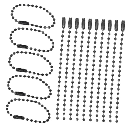 Housoutil 100 Stück Die Kette Schlüsselanhänger Kugelkette Kleine Ketten Zum Basteln Kugel Perlenkette Langer Perlenverschluss Perlenschmuckkette Perlenkettenanhänger Eisen Black von Housoutil