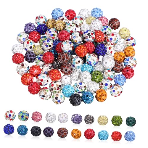 Housoutil 100 Stück Herstellung Basteln Perlen Masse Perlen Für Armbänder Perlen Für Schmuck Dekorativ Groß Glänzend Loch Nähen Facettiert Verschiedene Perlen Runden Bunt Polymer-ton von Housoutil