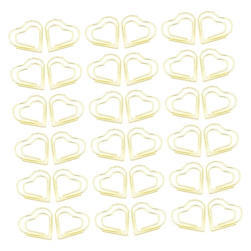 Housoutil 100 Stück Herzförmige Büroklammern aus Dekorative Papierclips für Dokumente Kreative Büroklammern Zuhause Büro und Studienunterlagen Goldfarbene Clips von Housoutil