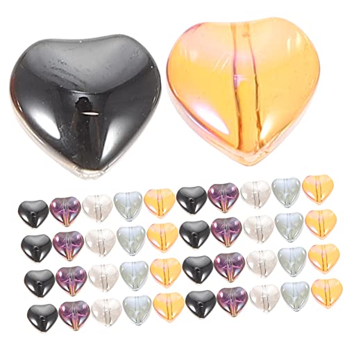 Housoutil 100 Stück Herzförmige Glasperlen mit Farbverlauf Bunte DIY Schmuckperlen zum Auffädeln Lose Spacer Perlen für Armbänder Halsketten Basteln Handgemachte Dekorationen und von Housoutil