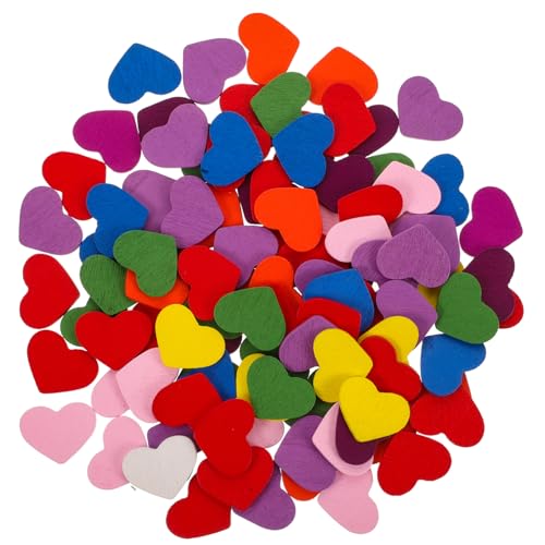 Housoutil 100 Stück Holzherzen Bastelsets Herzförmige Holzdekorationen für DIY Projekte Valentinstag Kinderhandwerk Naturbelassene Holzverzierungen von Housoutil