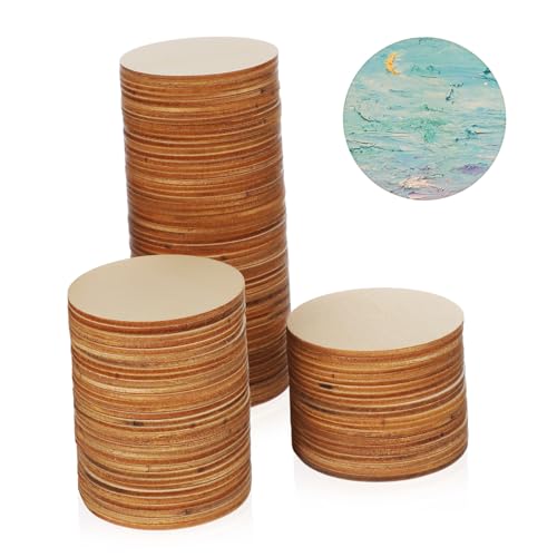 Housoutil 100 Stück Holzscheibe leer Scheiben schmucklos Untersetzer ausgeschnitten hängend Schüttgut Basteln Holzornamente für das Kunsthandwerk Anhänger aus Holz Holzkreise Khaki von Housoutil