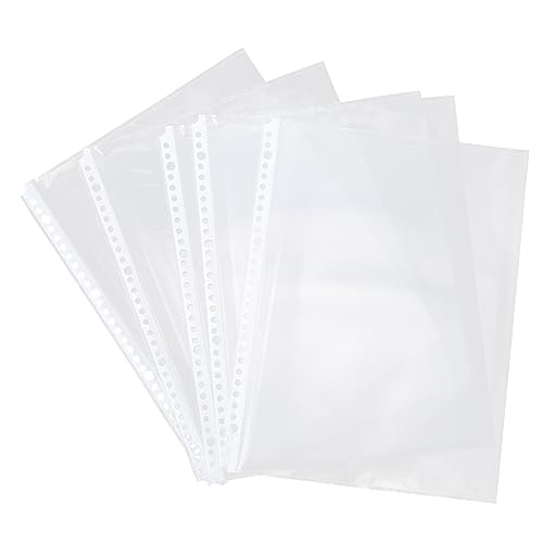 Housoutil 100 Stück Innentasche Für Ordner Beutel Mit Losen Blättern Blau Klare Taschen 4 Taschenbindemeldärmel Wird Geladen Ordnerhüllen Ordnertaschen Schutz Büro Größe Plastik Transparent von Housoutil