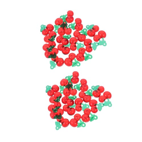 Housoutil 100 Stück Kirschperlen Resin Charms Leicht und Langlebig Kleine Rote Fruchtanhänger mit Schlaufe für DIY Schmuckherstellung Armbänder Halsketten Ohrringe und Schlüsselanhänger von Housoutil