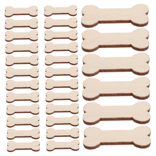 Housoutil 100 Stück Knochen Dekorative Holzstücke Dekoration Aus Holzverzierungen Hundeknochen-holzornamente Knochenschild Aus Holz Hund Holzausschnitte Hundeknochenförmiges Khaki von Housoutil