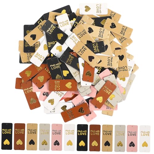 Housoutil 100 Stück Love Lederetiketten Jeans Häkelmütze Accessoires Häkeln Kleidungsanhänger Lederetiketten Häkelzubehör Zubehör Leder Handmade With Love Tags Bekleidungszubehör Pu von Housoutil
