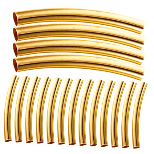 Housoutil 100 Stück Metall Röhrenperlen Gebogene Spacer Beads für DIY Schmuckherstellung für Armbänder und Kunstprojekte Goldene Farbe von Housoutil