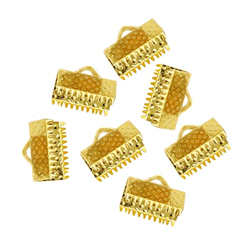Housoutil 100 Stück Metallklemme vergoldet Bändchen kräuseln für die Schmuckherstellung Schleife Schmuckzubehör klemmzange bastelzeug Schmuckteile Schnur endet Mazi-Schnallen Golden von Housoutil