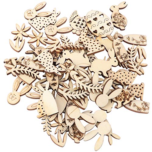 Housoutil 100 Stück Ostereier mit Holzscheiben dekoriert Dekorateur Eierdekor Ausschnitte Schüttgut Ornament Osterhandwerkser Erwachsene Osterhasen-Ei Eier Ostern Hölzern von Housoutil