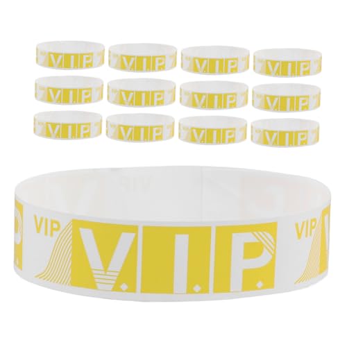 Housoutil 100 Stück Party-Armband Papierarmbänder für Veranstaltungen Event-Armbänder Handgelenksbänder VIP-Armbänder für Events VIP-Armband Event-Armband synthetisches Papier Gelb von Housoutil