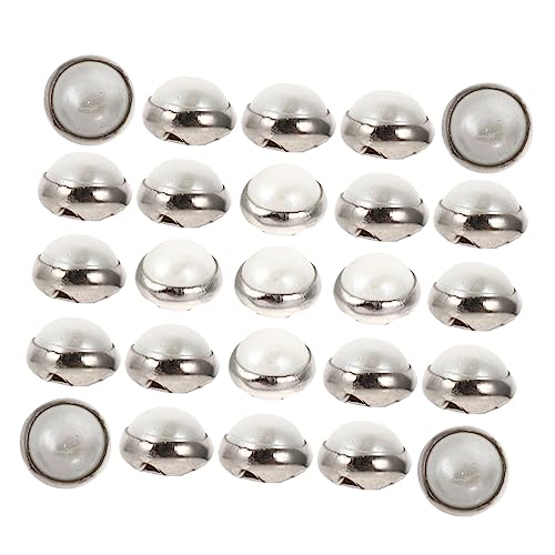 Housoutil 100 Stück Perlmuttknöpfe Tasten Puppe Miniatur Kunstperlenknöpfe Zubehör Hochzeit Stifte Kleidung Fälschung Knöpfe Nähen Mädchen Druckknopf Nähen Harz Silver von Housoutil