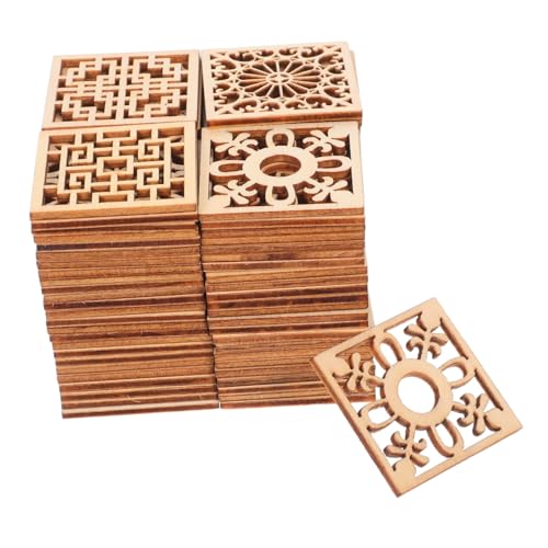 Housoutil 100 Stück Quadratische Holz-ausschnitte Unlackierte Hohle Holzformen Vielseitige Diy-holzverzierungen für Möbel Bemalbare Holzstücke für Bastelprojekte und Wohnraumdekoration von Housoutil