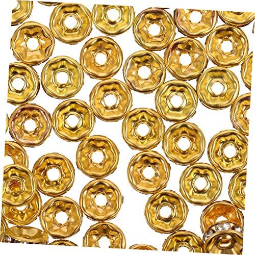 Housoutil 100 Stück Rondelle Spacer Perlen mit Strassstein Besatz für Diy Schmuckherstellung und Bastelprojekte Glänzende Zwischenperlen für Armbänder und Dekorationen von Housoutil