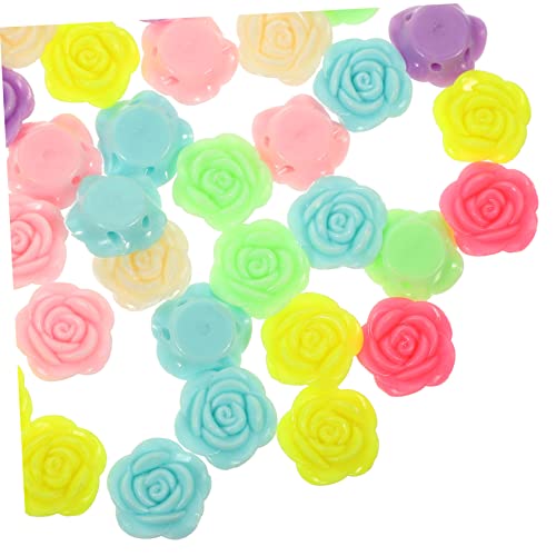 Housoutil 100 Stück Rosen perlen goldgefüllte Charms Reifen Rocailles verschiedene Perlen goldene Anhänger dekoration weihnachten xmas decoration Spacer Perlen DIY Schmuck lose Perlen Harz von Housoutil