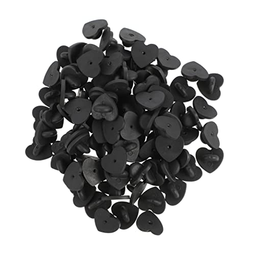 Housoutil 100 Stück Schmetterlingshutschnalle Herzförmiger Stift Broschenverschluss Einheitlicher Badge-ersatz Broschenhalter Brosche Zurück Halter Abzeichen Rückseitige Schließe Gummi Black von Housoutil