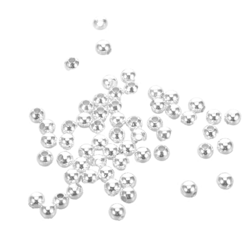 Housoutil 100 Stück Silber Runde Metall Spacer Perlen Glatte Lose Kugeln Für Schmuckherstellung DIY Armband Halskette Ohrringe Zubehör von Housoutil
