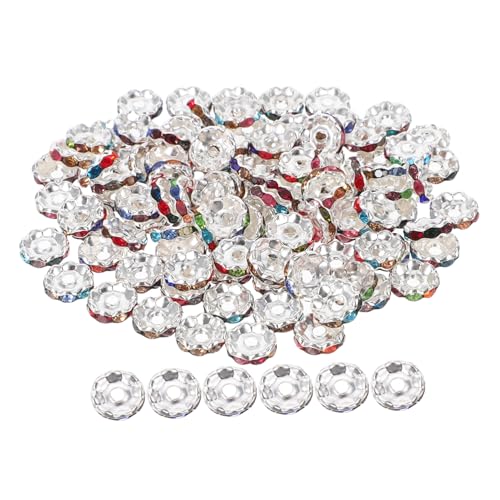 Housoutil 100 Stück Strass Rondelle Abstandshalter Perlen für Schmuckherstellung Versilberte Kristall Spacer Beads mit Großem Loch für Armband Dekoration und DIY Bastelprojekte Housoutil 100 Stück Strass Rondelle Abstandshalter Perlen für Schmuckherstellung Versilberte Kristall Spacer Beads mit Großem Loch für Armband Dekoration und DIY Bastelprojekte von Housoutil