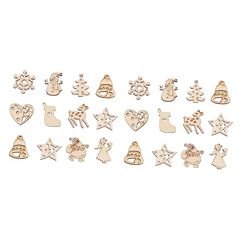 Housoutil 100 Stück Teiliges Holzanhänger Weihnachtsdeko Mix Schneeflocken Rentier Schneemann DIY Bastel Holzscheiben Hochwertigem Holz Bemalbar Umweltfreundlich für Kreative von Housoutil