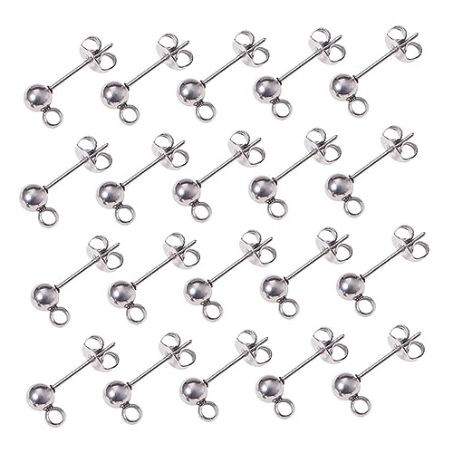 Housoutil 100 Stück Teiliges Ohrstecker aus Silberfarbenem Runde Kugel Ohrring Basis für DIY Schmuckherstellung Langlebig Kreativ Geeignet für Damen und Herren Ohrschmuck Selber Machen von Housoutil